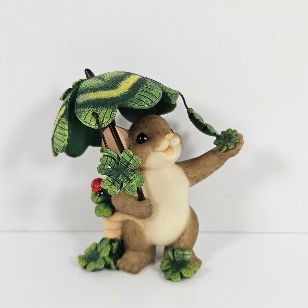 Enesco Charming Tails May You Be Showered With Luck Mouse Figurine 4030943 NIB